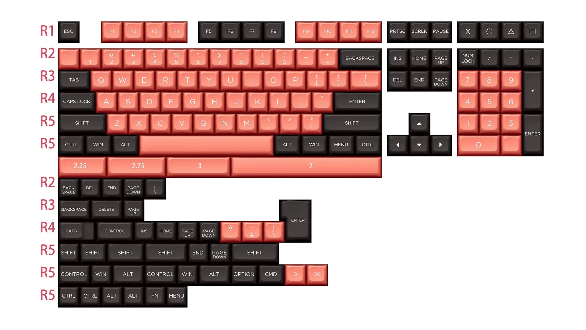 WINMIX OSA Orange and Black Keycap Set 153 keys