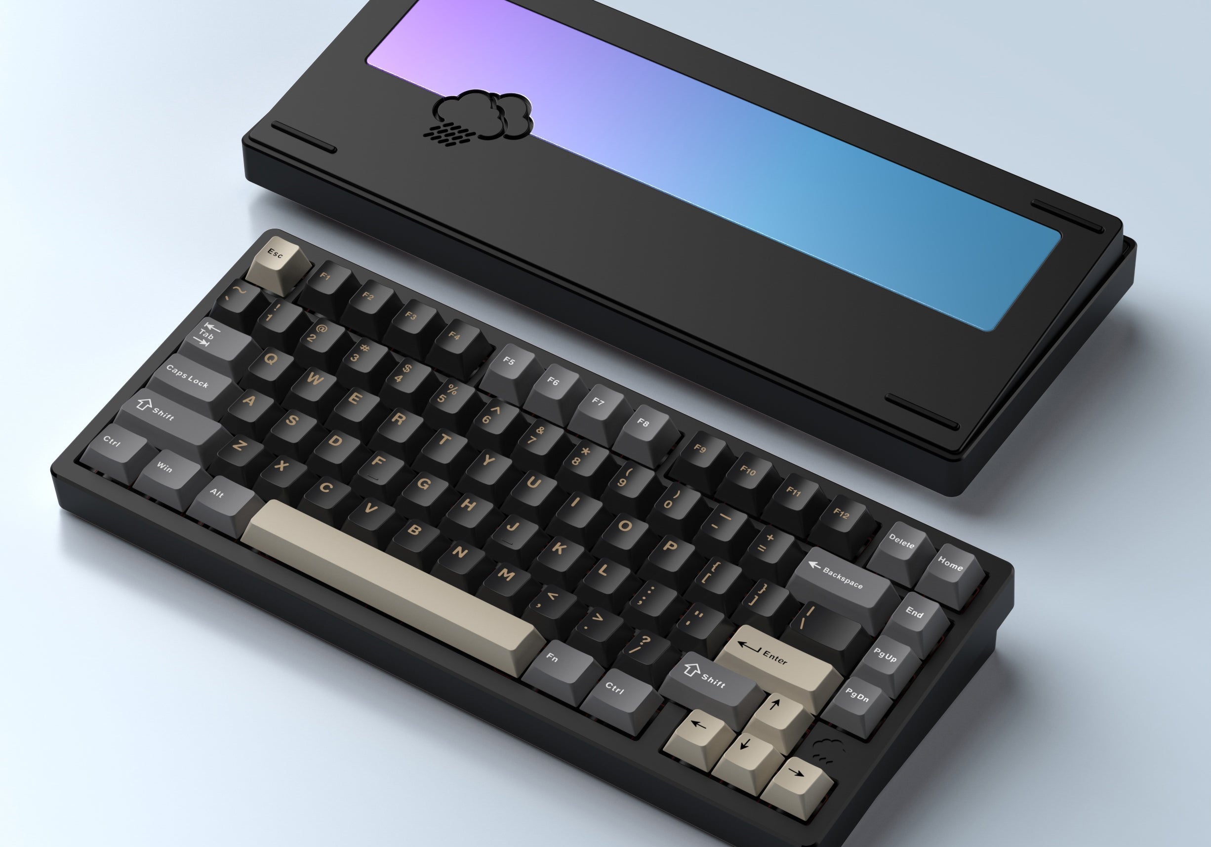 WOBKEY Rainy75 Pro Black ANSI - black case angle