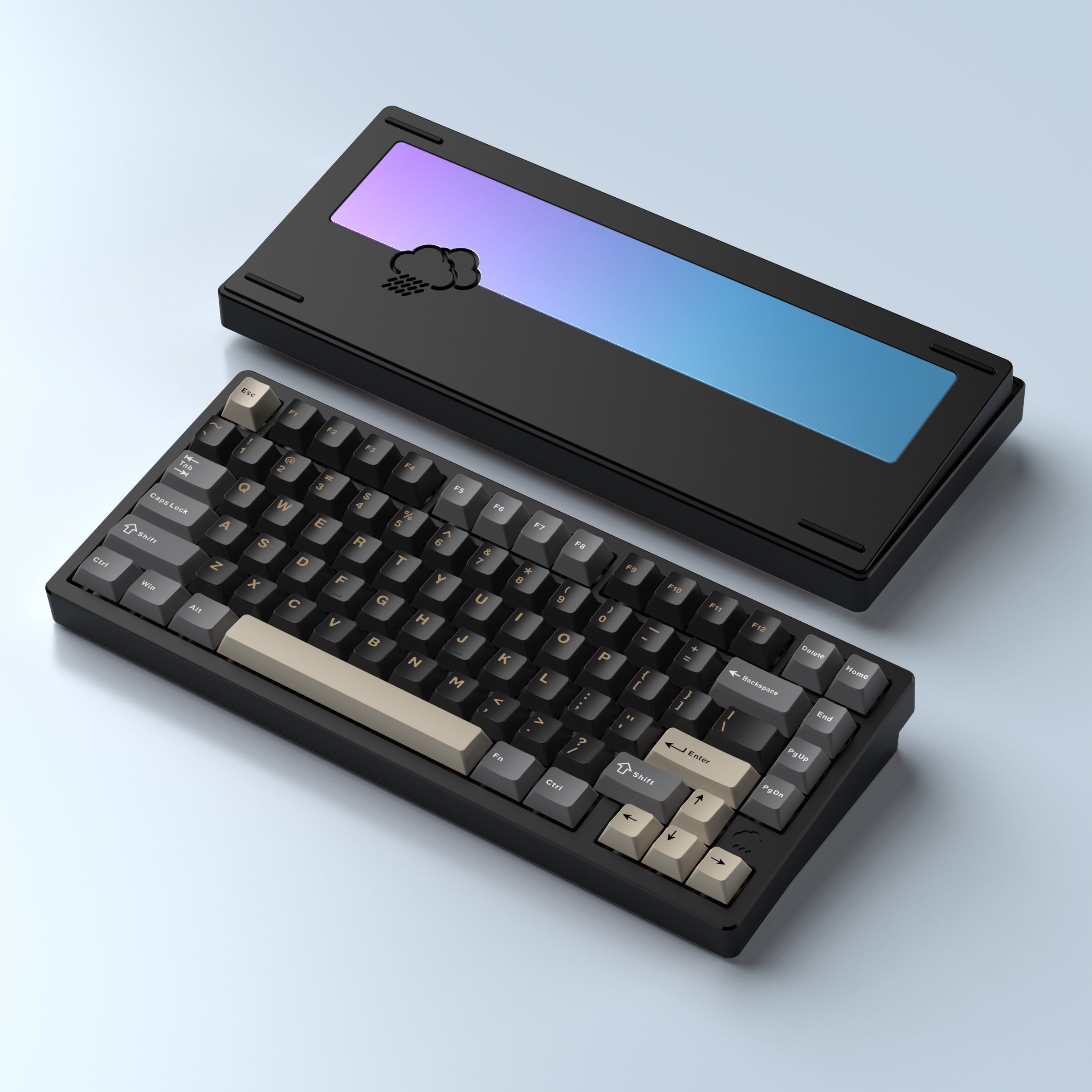 WOBKEY Rainy75 Pro Black ANSI - black case angle