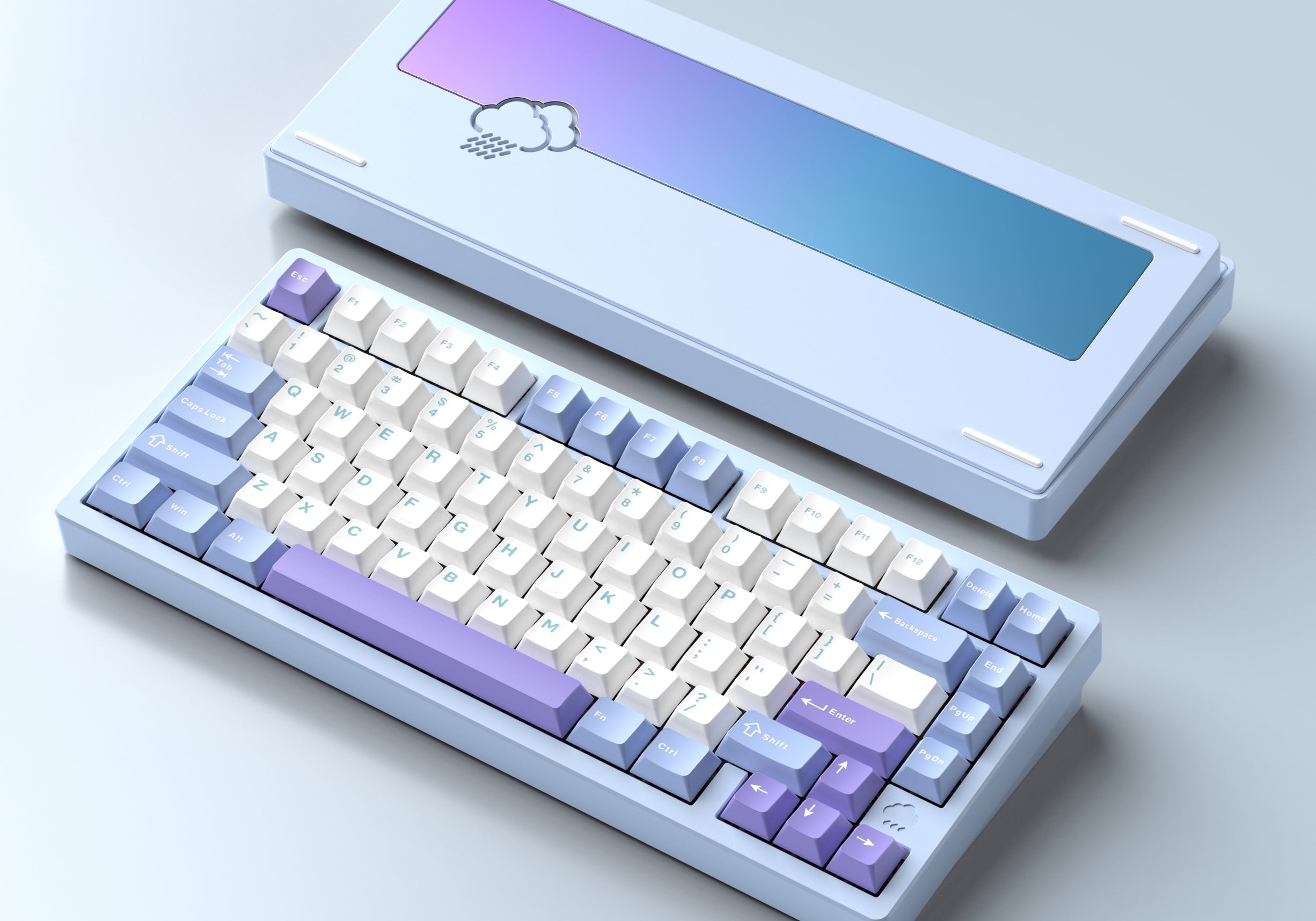 WOBKEY Rainy75 Pro Blue ANSI - blue case angle