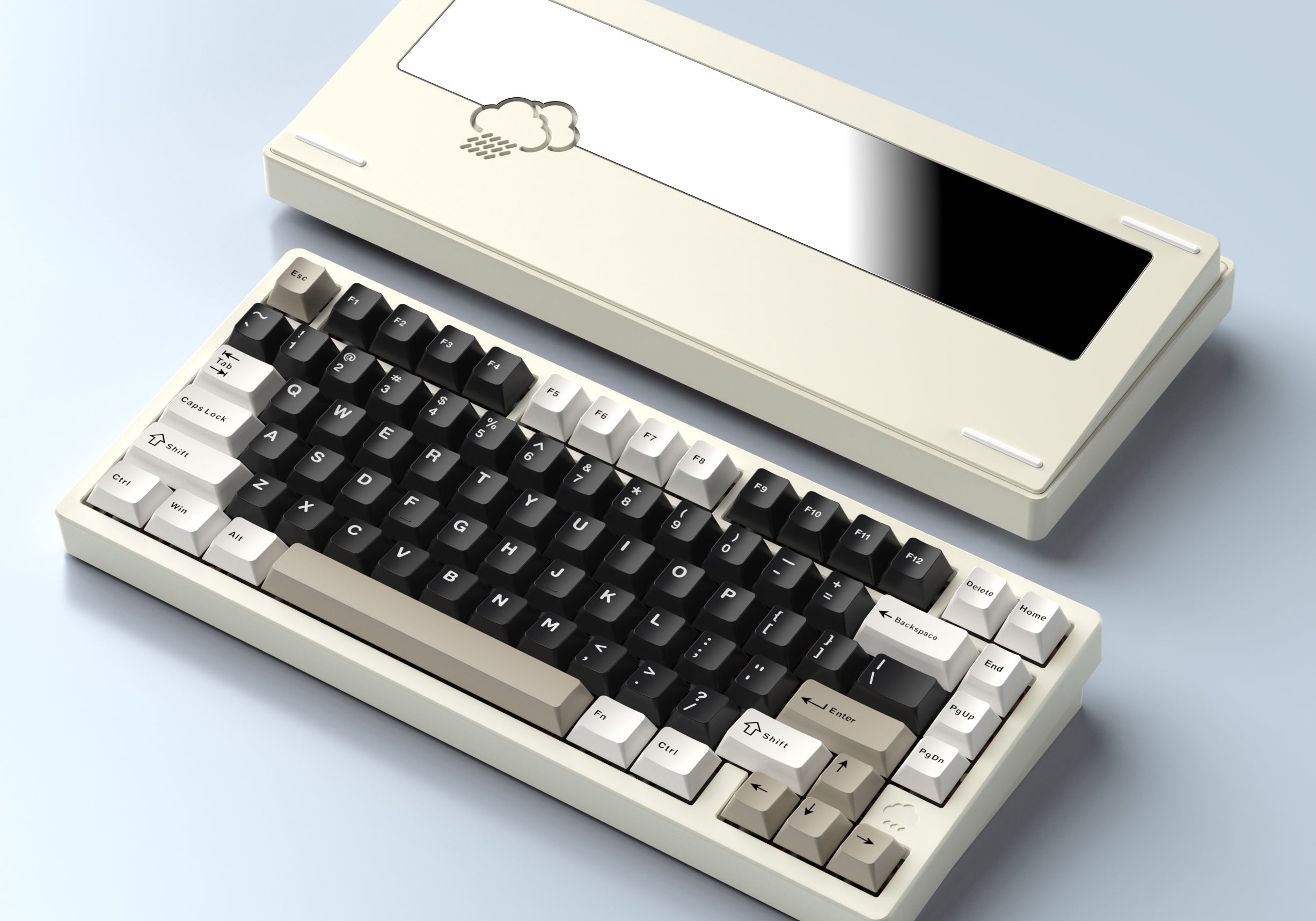 WOBKEY Rainy75 Pro Milky White ANSI - white case angle