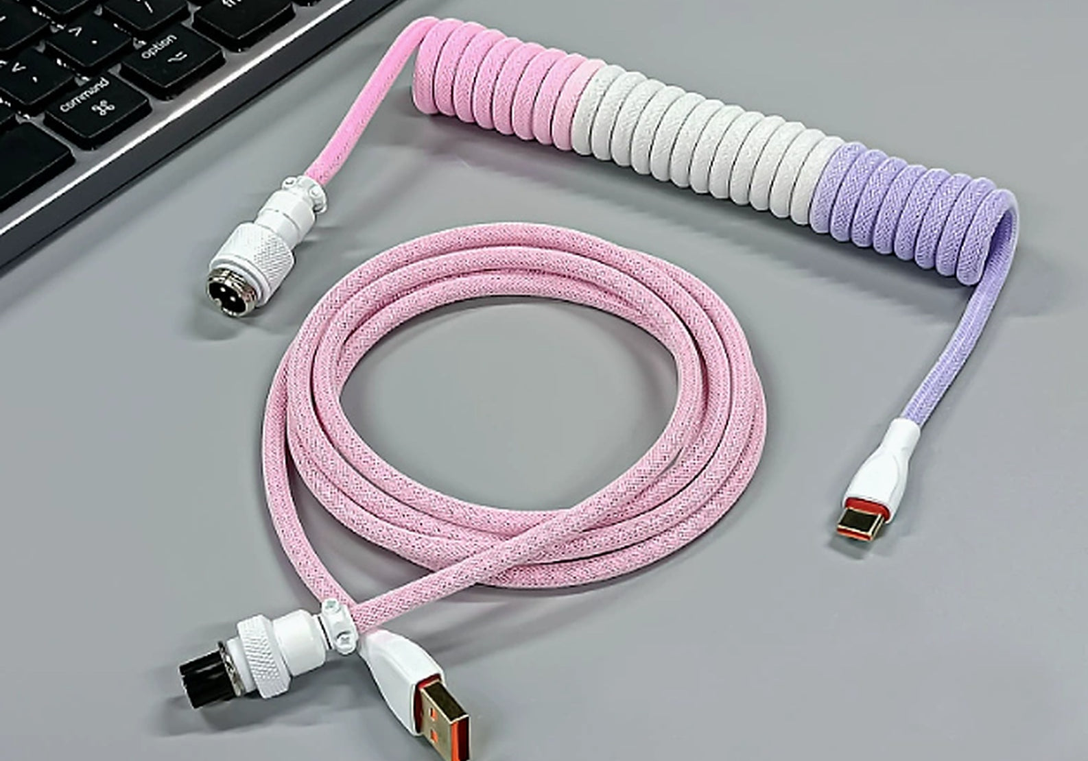 Aviator Keyboard Cable Pink - coiled cable