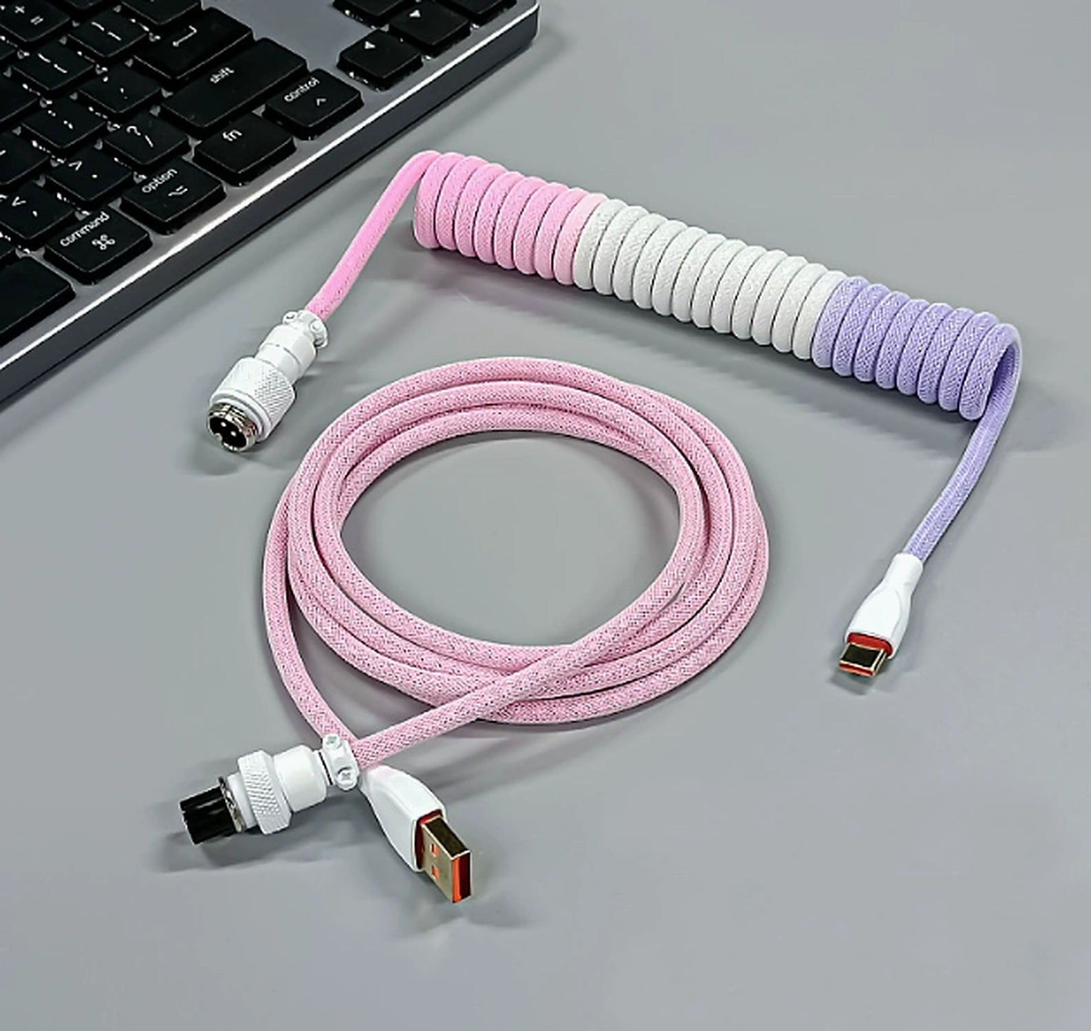 Aviator Keyboard Cable Pink - coiled cable