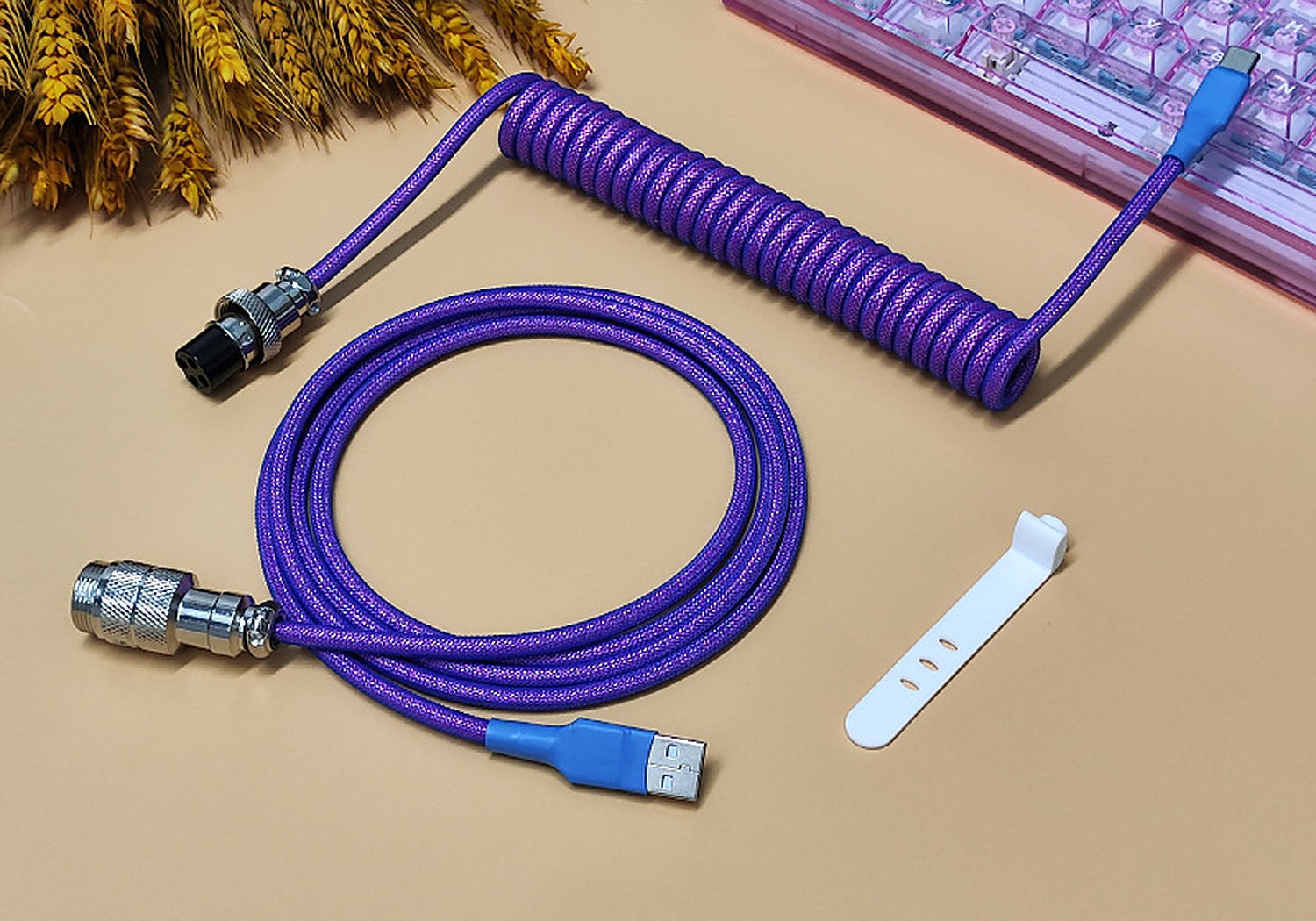 Aviator Keyboard Cable Purple - coiled cable