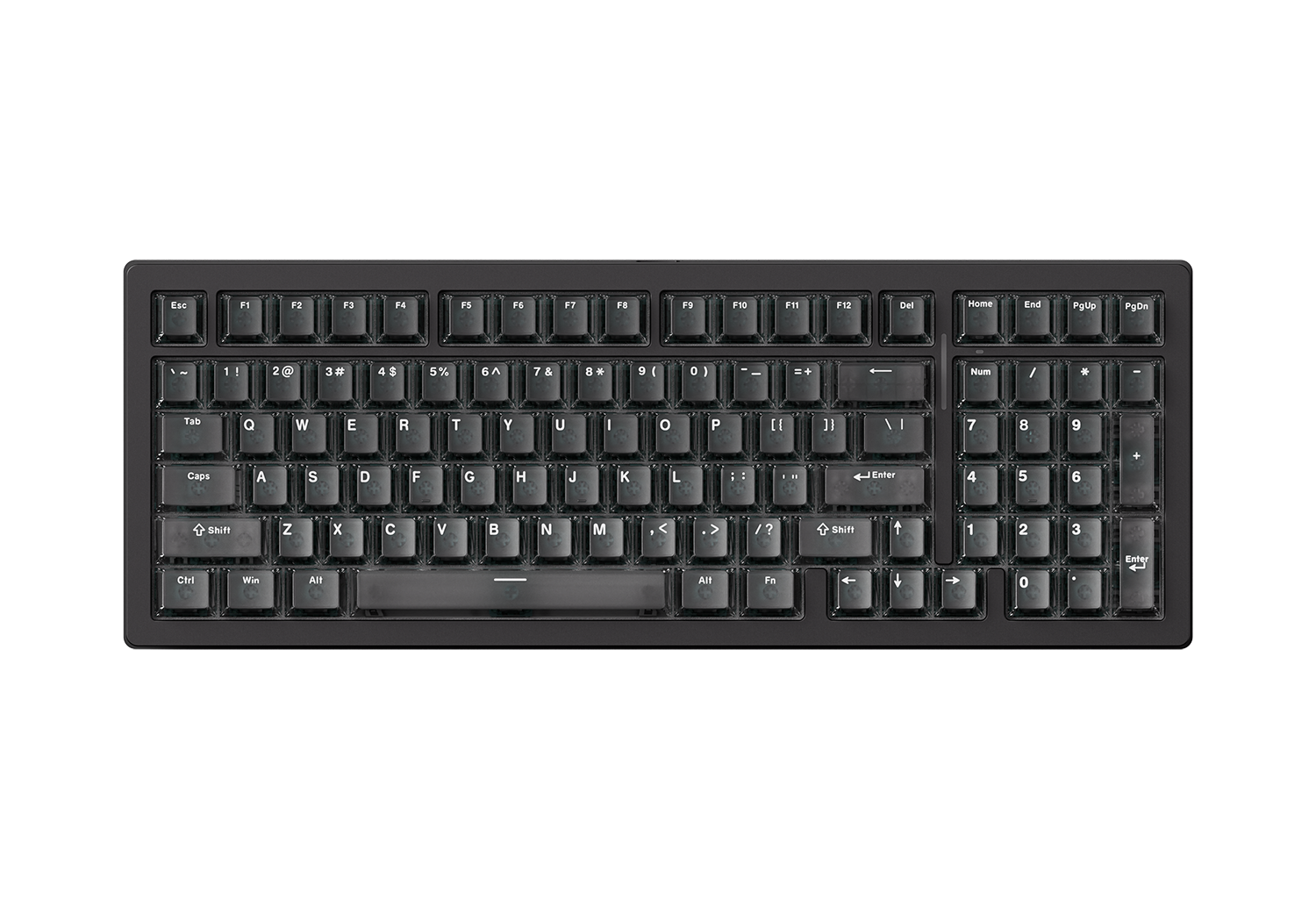 Akko MonsGeek M2 V5 HE Black Frosted Transparent ANSI - clean front view