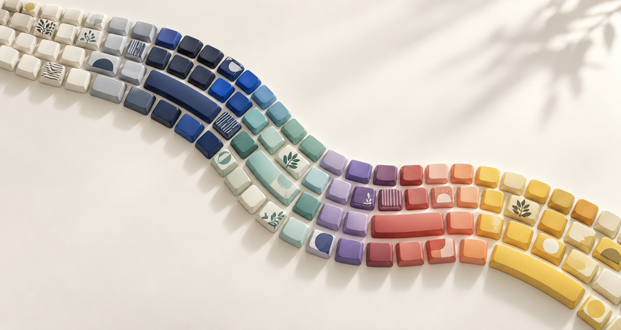 Colourful keycap design illustration